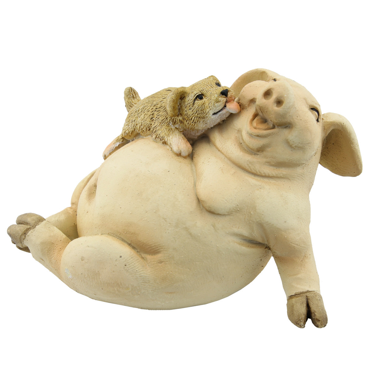 Pig and Playful Puppy Figurine
