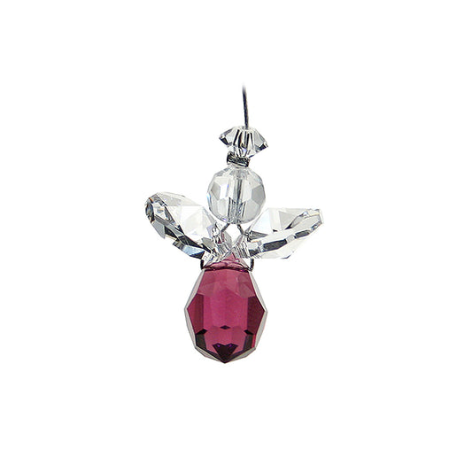 Tiny crystal amethyst drop angel suncatcher
