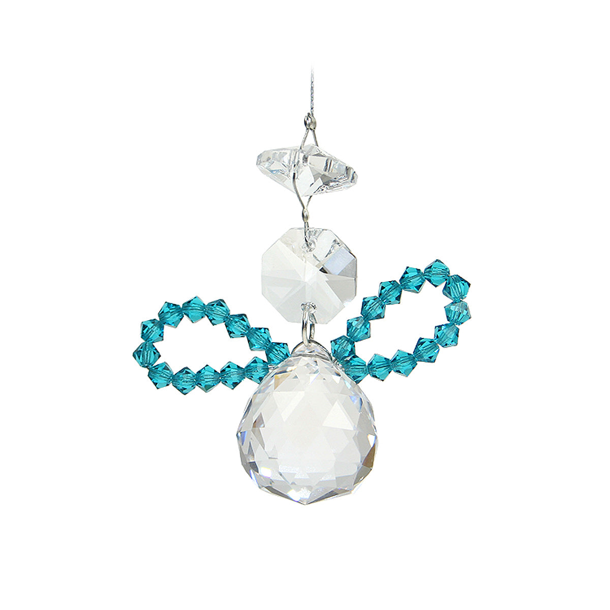 Beaded Crystal Angel Suncatcher with Sphere Drop