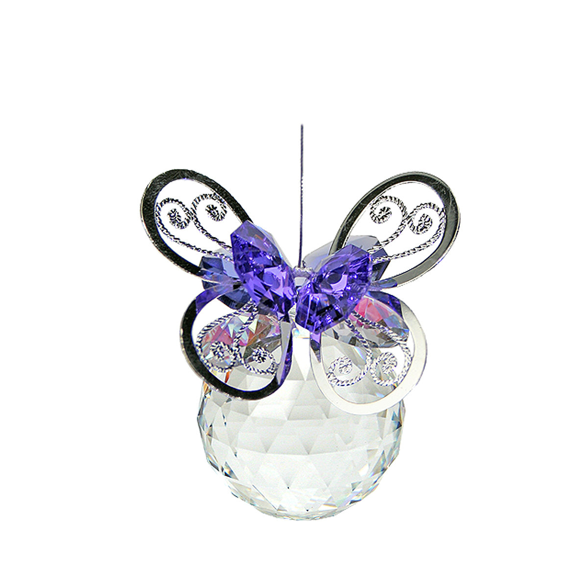 Filigree Butterfly Crystal Suncatcher with Clear Sphere