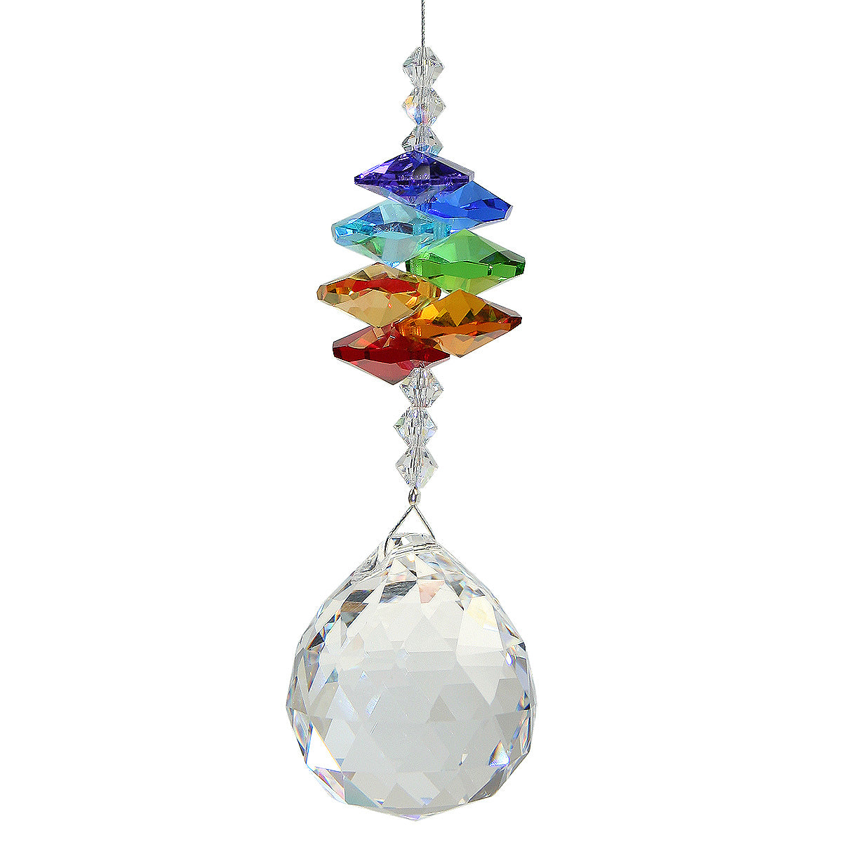 Crystal Chakra Beaded Cascade Suncatcher with Sphere