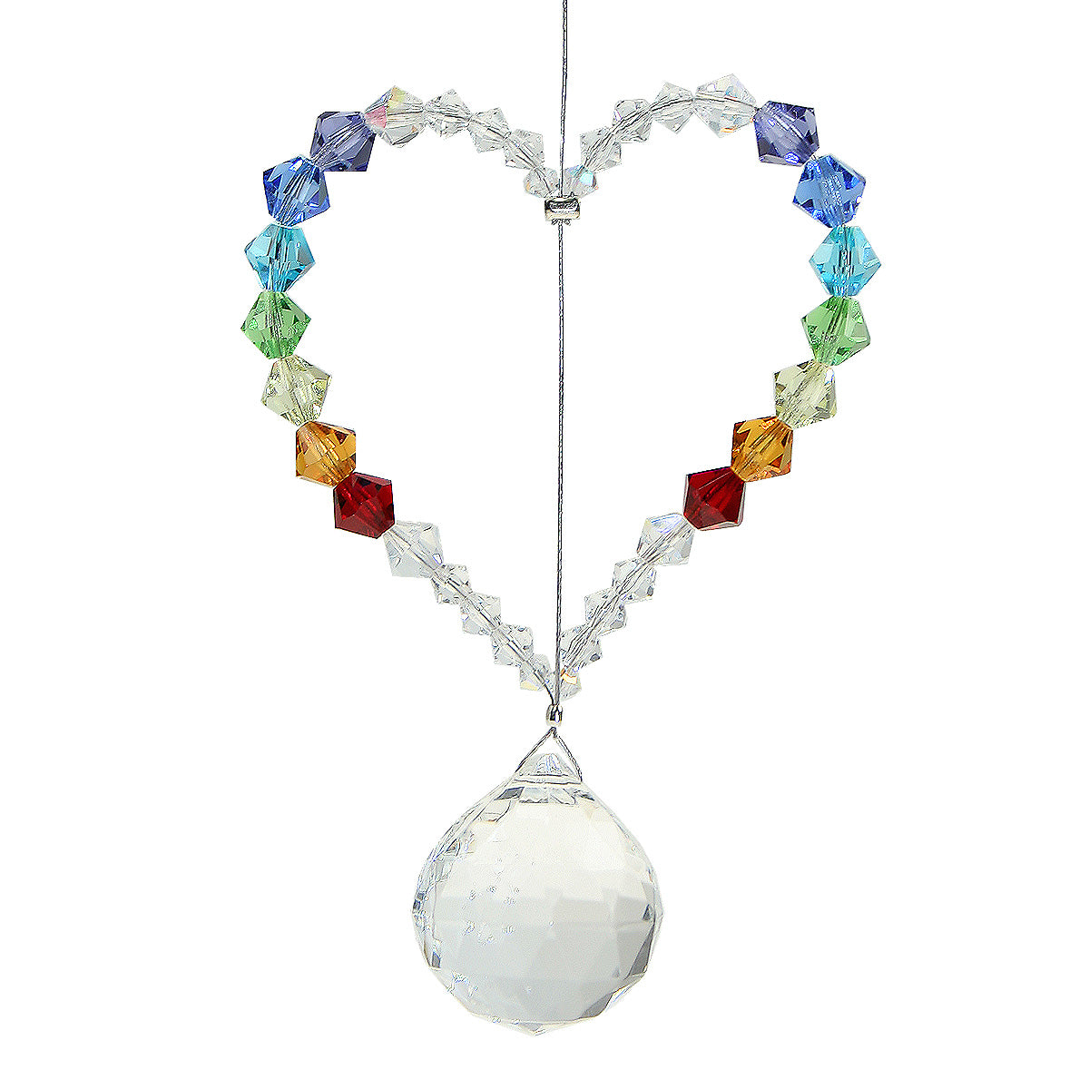Chakra Beaded Crystal Heart Suncatcher