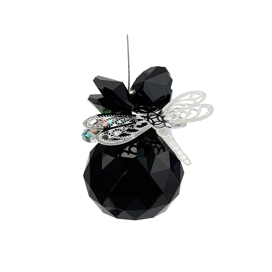Filigree Dragonfly Crystal Cluster Suncatcher with Coloured Sphere