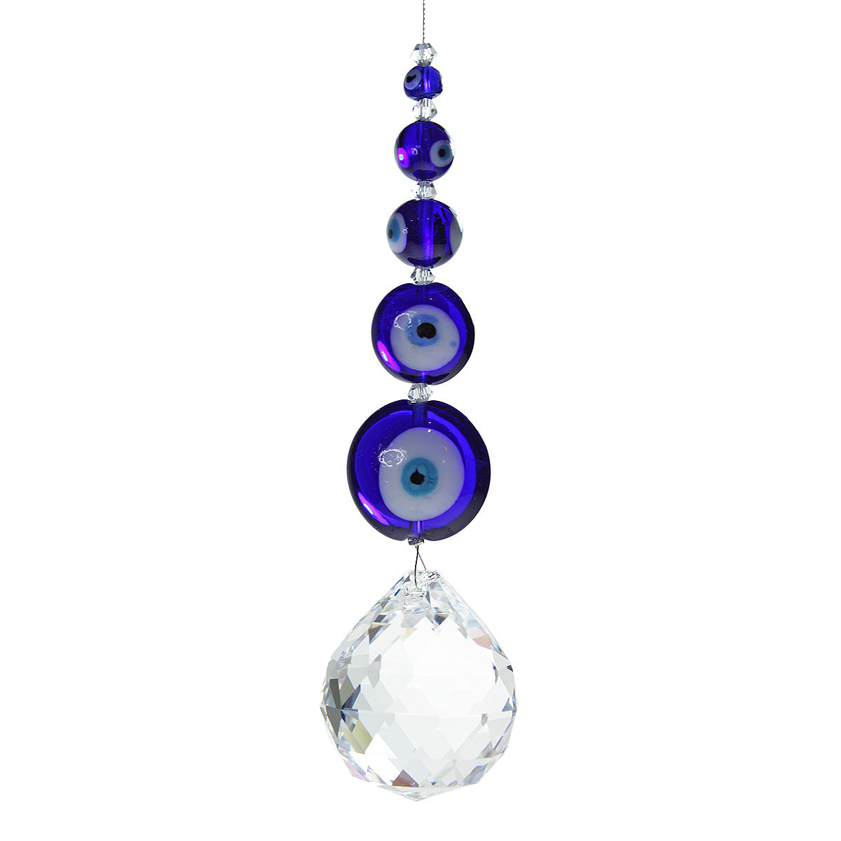 Evil eye beaded suncatcher with 40mm sphere drop