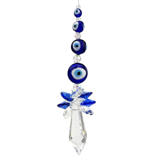 Evil Eye Crystal Suncatcher with Point Drop