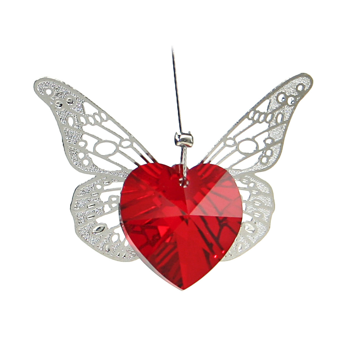Little Filigree Butterfly Swarovski Crystal Heart Suncatcher