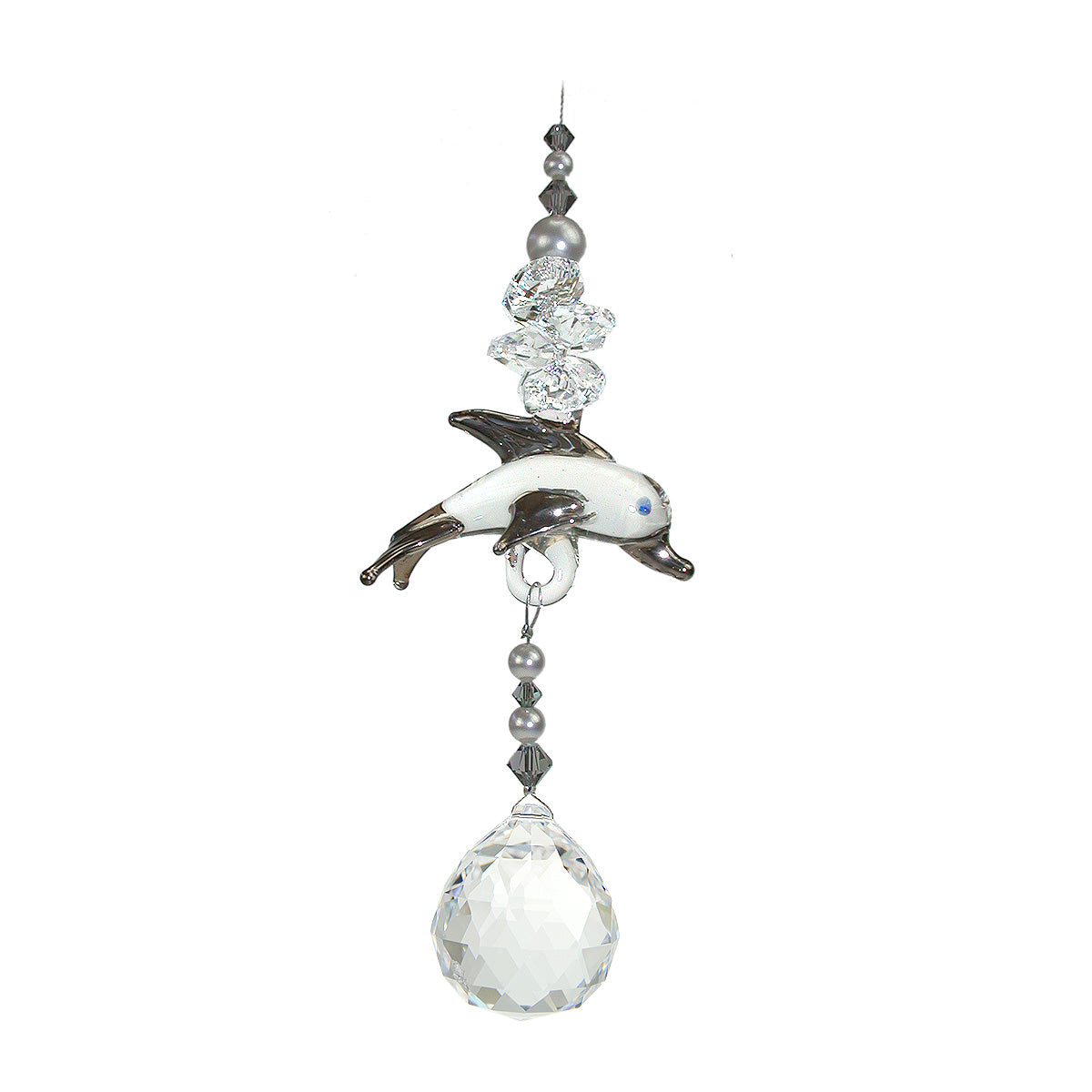 Crystal Dolphin with Sphere Suncatcher