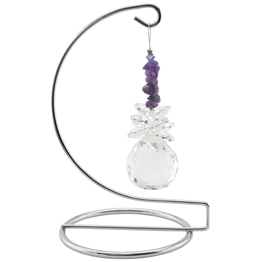 Gem Chip Cluster Crystal Suncatcher on Display Stand