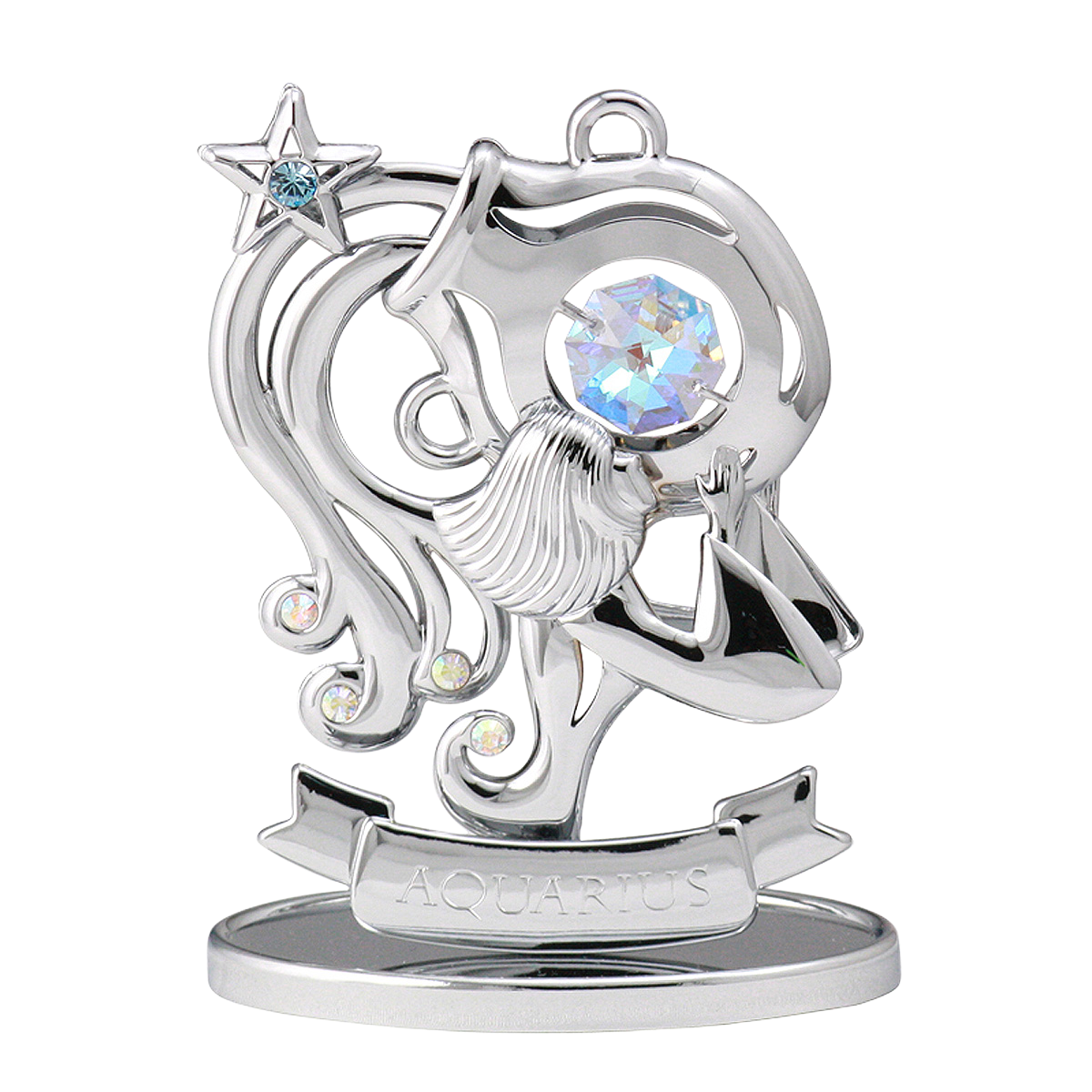 Crystocraft Aquarius Zodiac Ornament with Bohemia Crystals