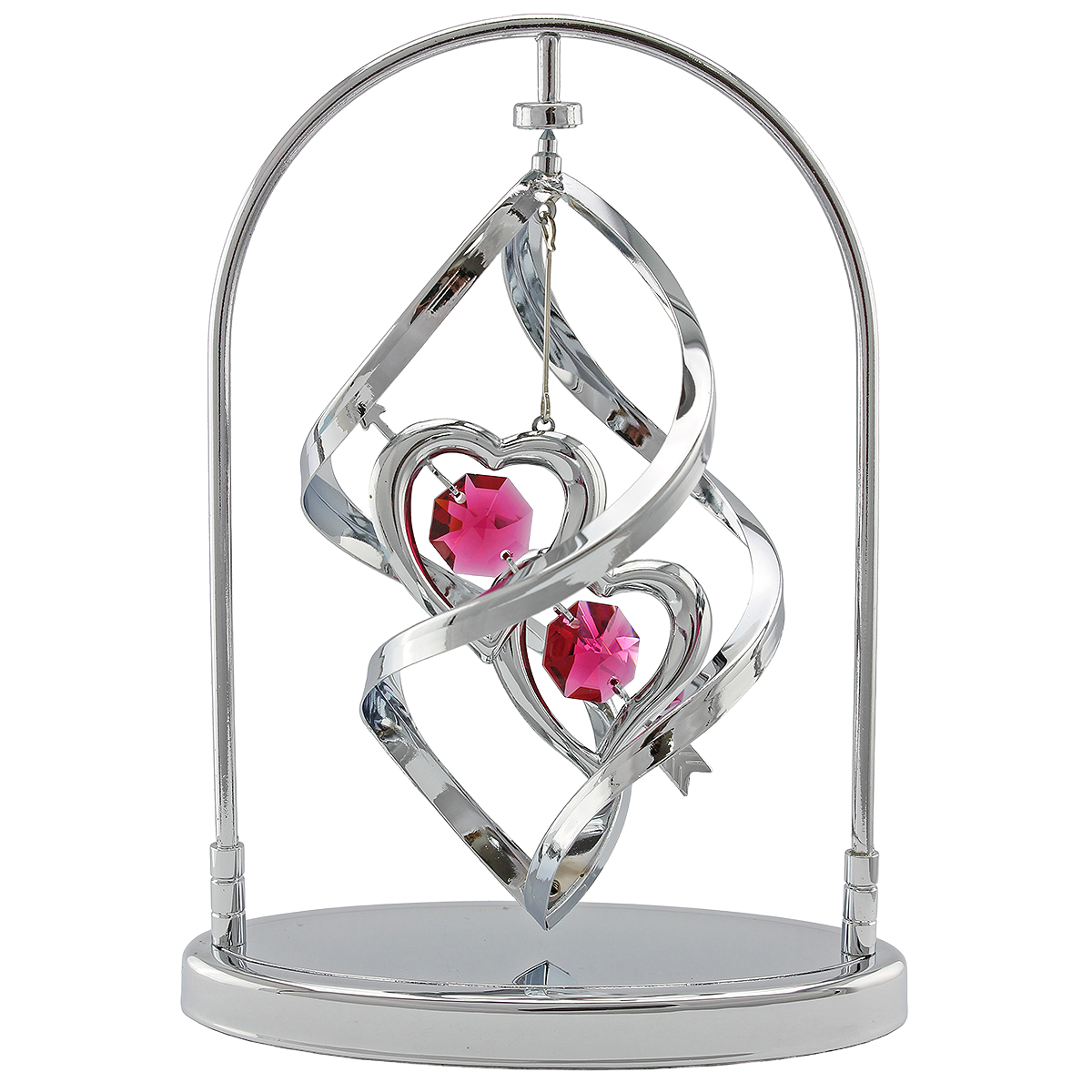 Crystocraft Love Heart Spiral Spinner Ornament with Bohemia Crystals