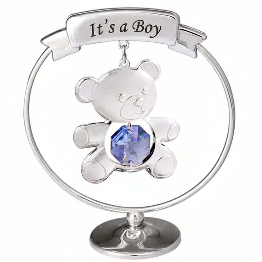 Crystocraft “It’s a Boy” Teddy Bear Ornament with Bohemia Crystals