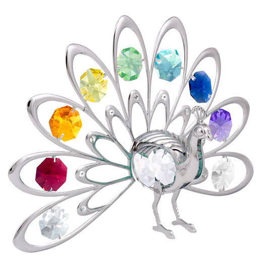 Crystocraft Peacock Ornament with Bohemia Crystals