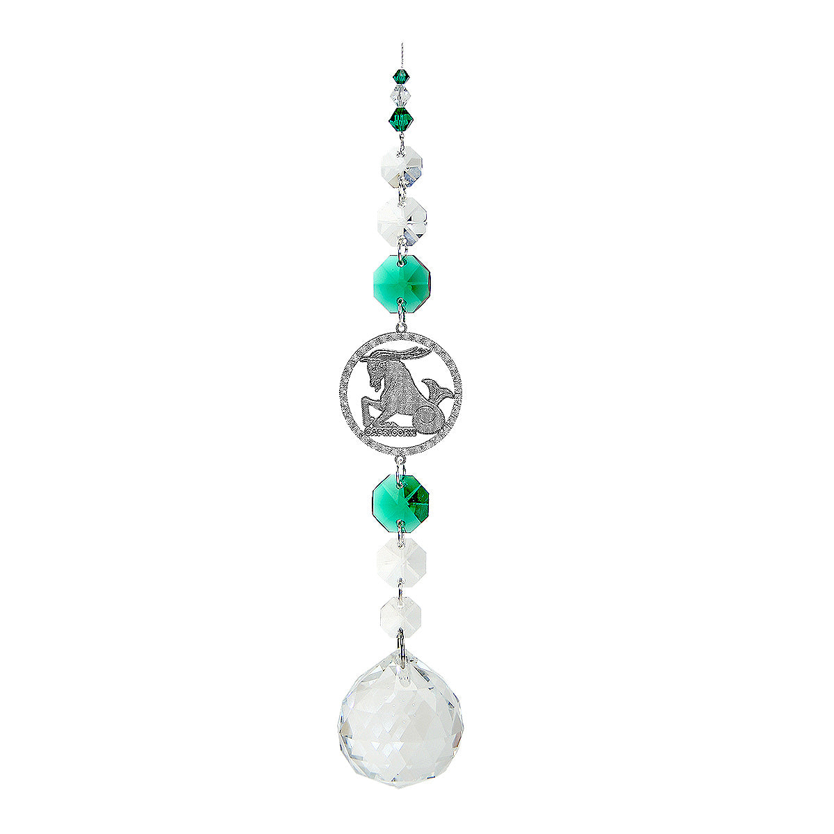 Capricorn suncatcher on a chain with sphere drop