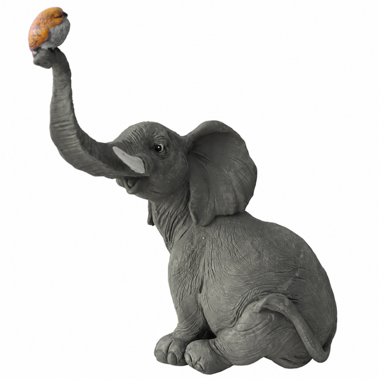 Mother Elephant with Bird Figurine