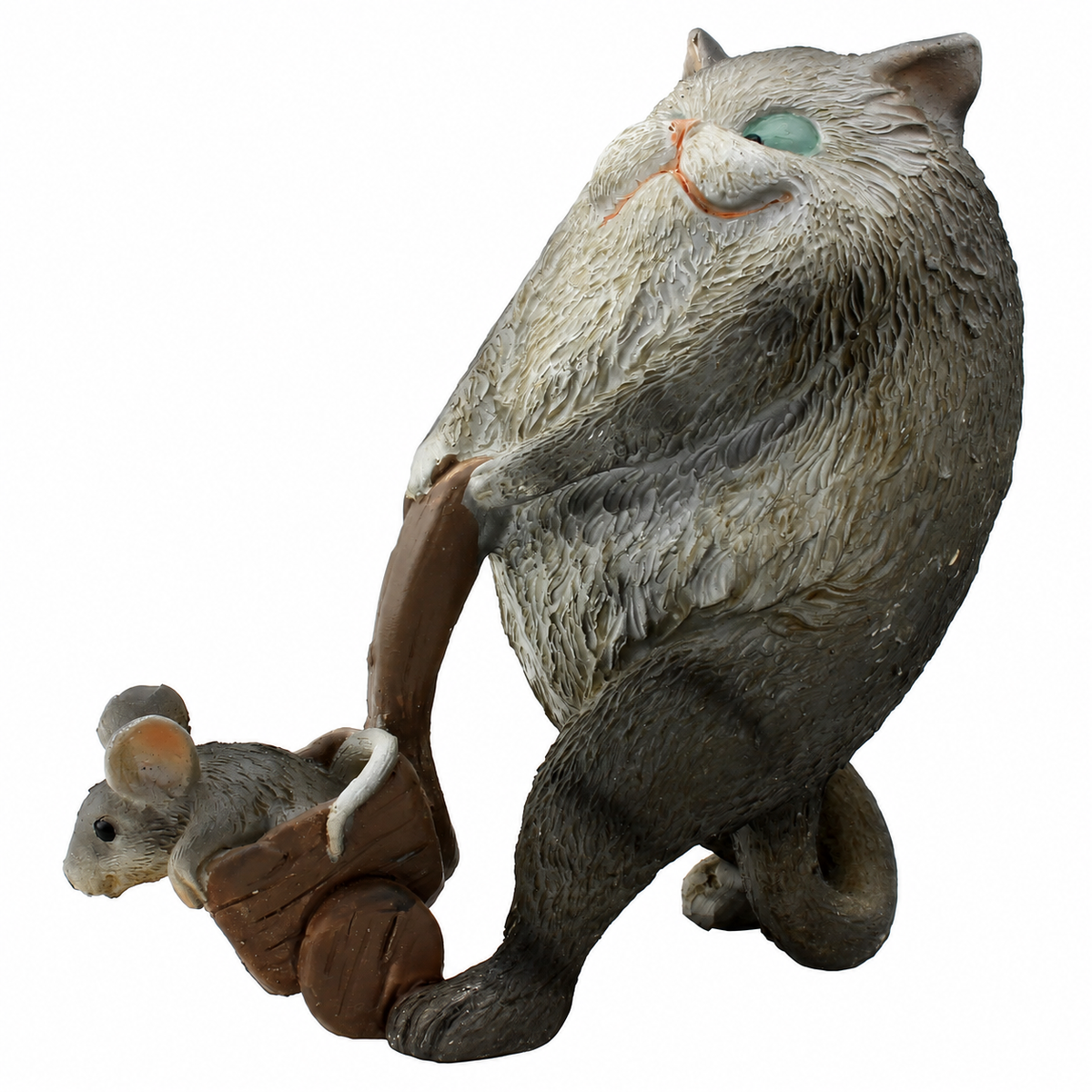 Cat and Mouse Wheelbarrow Figurine