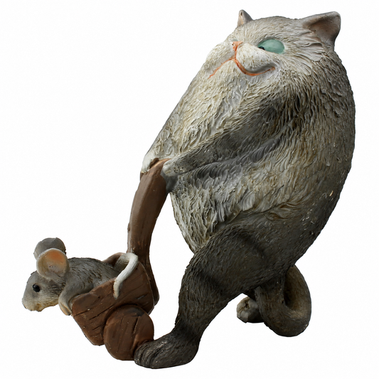 Cat and Mouse Wheelbarrow Figurine