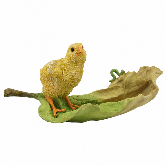 Chick on Leaf Figurine