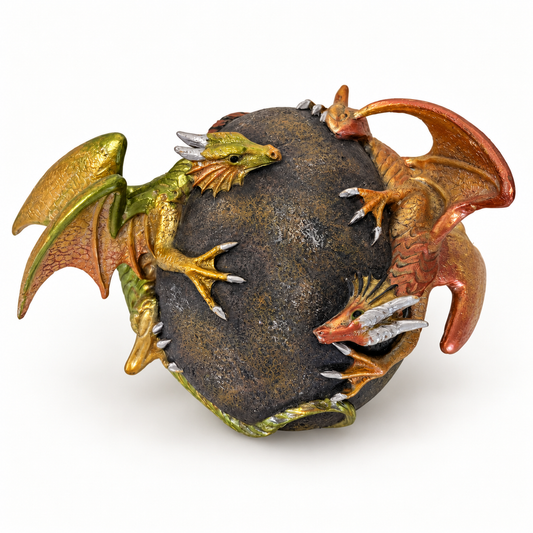 Two Dragons on Stone Figurine