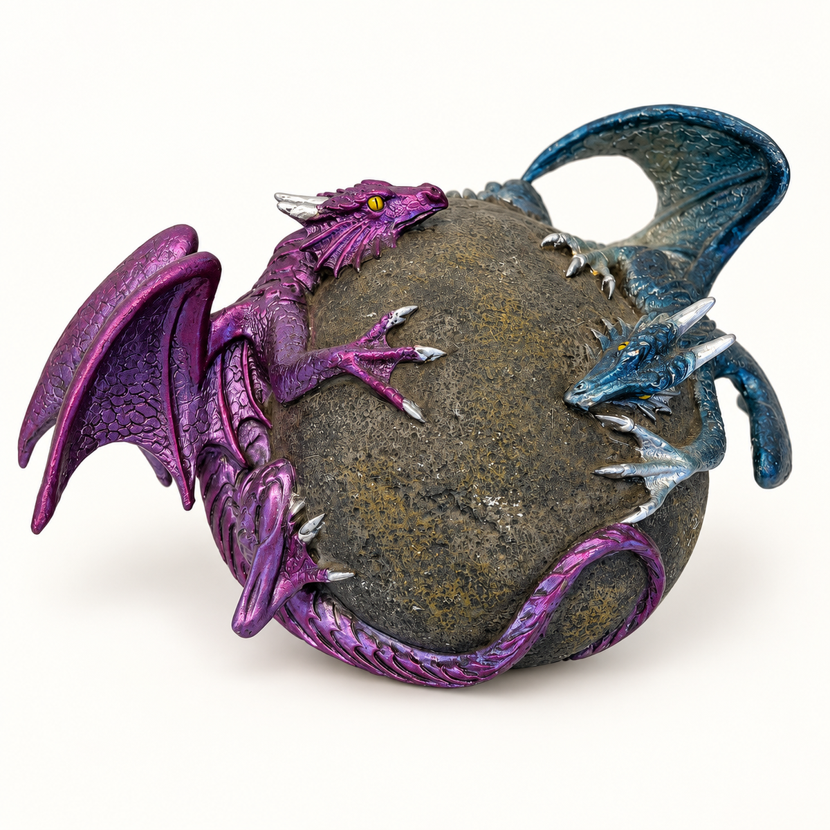 Two Dragons on Stone Figurine