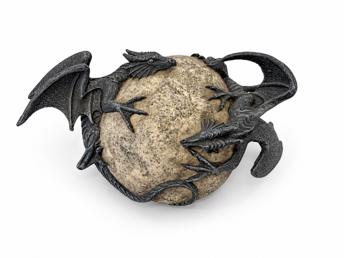 Two Dragons on Stone Figurine