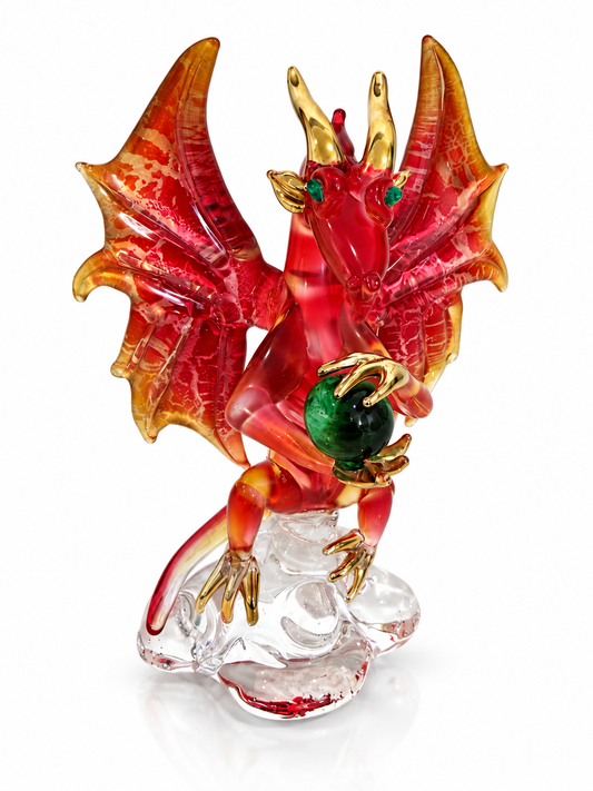 Red Dragon with Green Orb