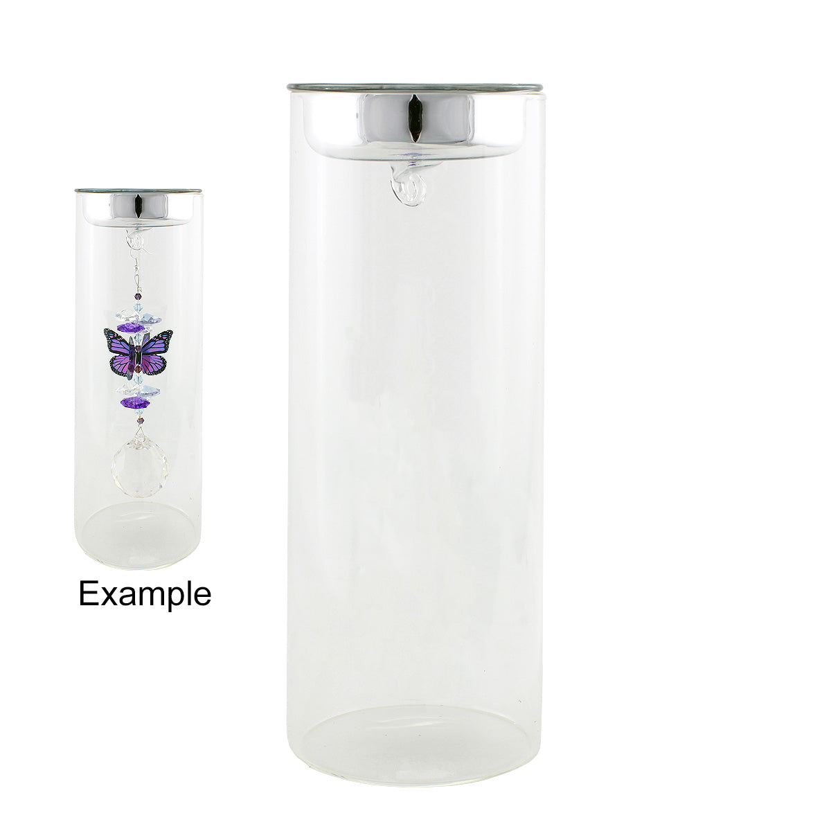 Glass Tube with tea light candle holder - 20cm
