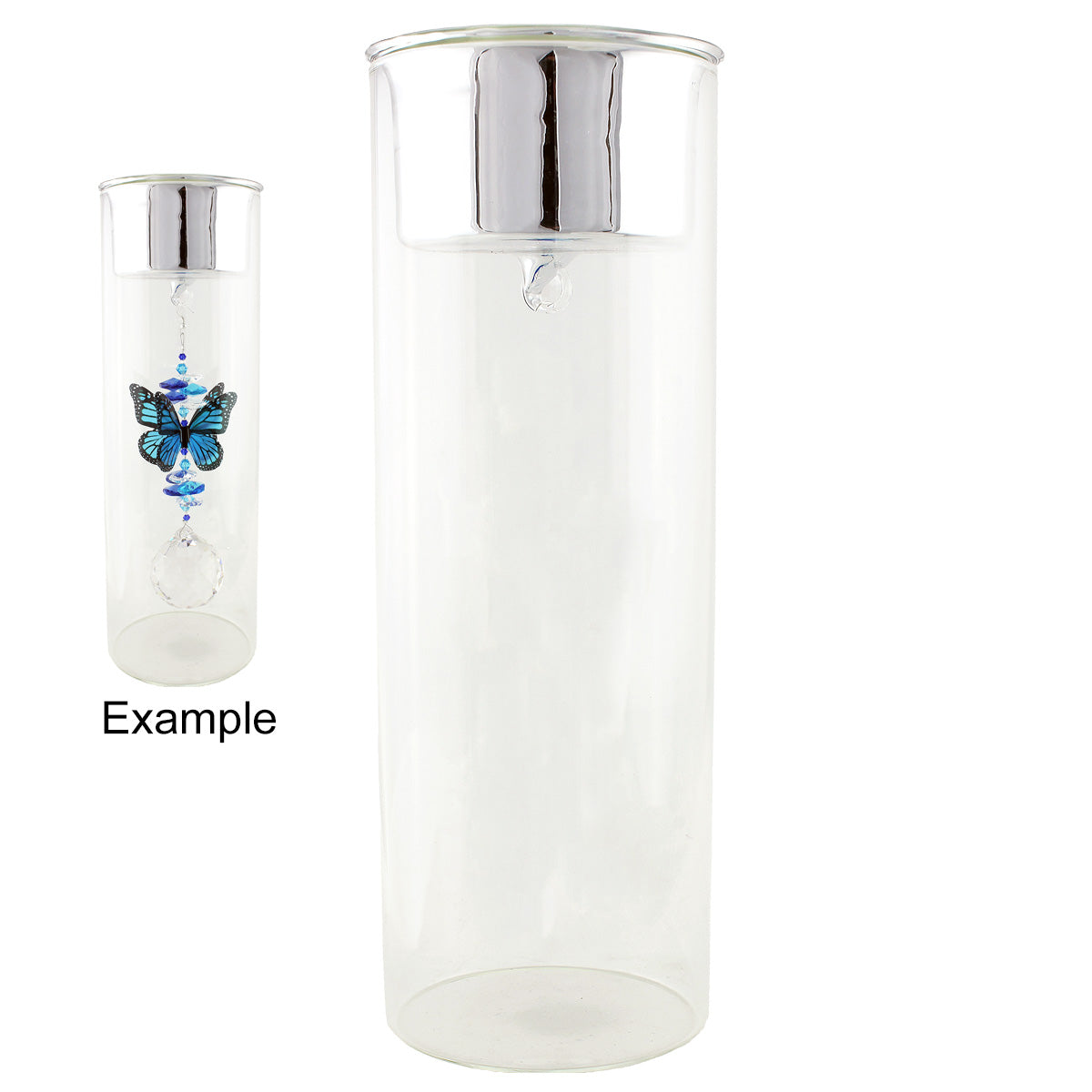 Glass tube with tea light candle holder - 25cm