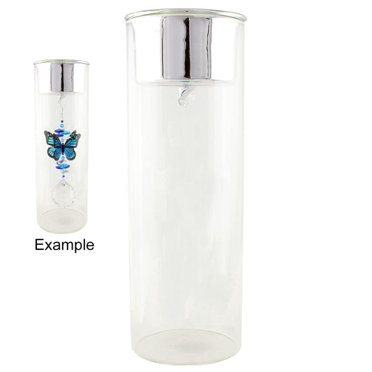 Glass tube with tea light candle holder - 25cm