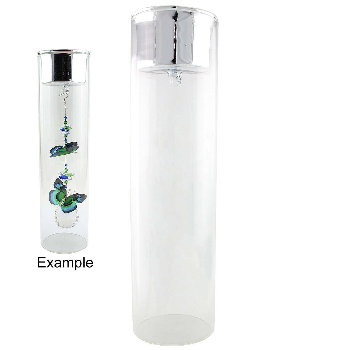 Glass tube display with tea light candle holder - 30cm