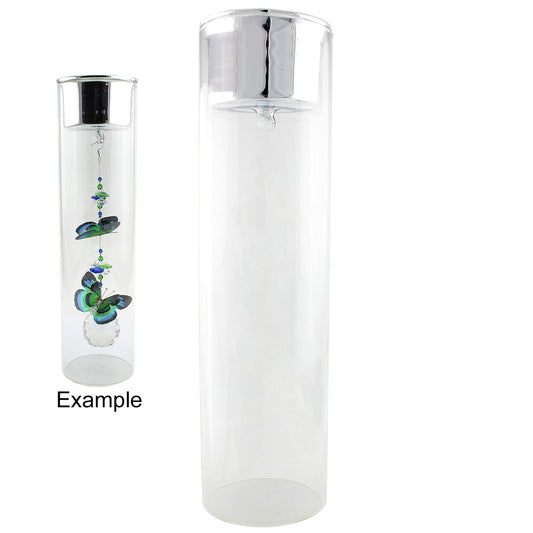 Glass tube display with tea light candle holder - 30cm