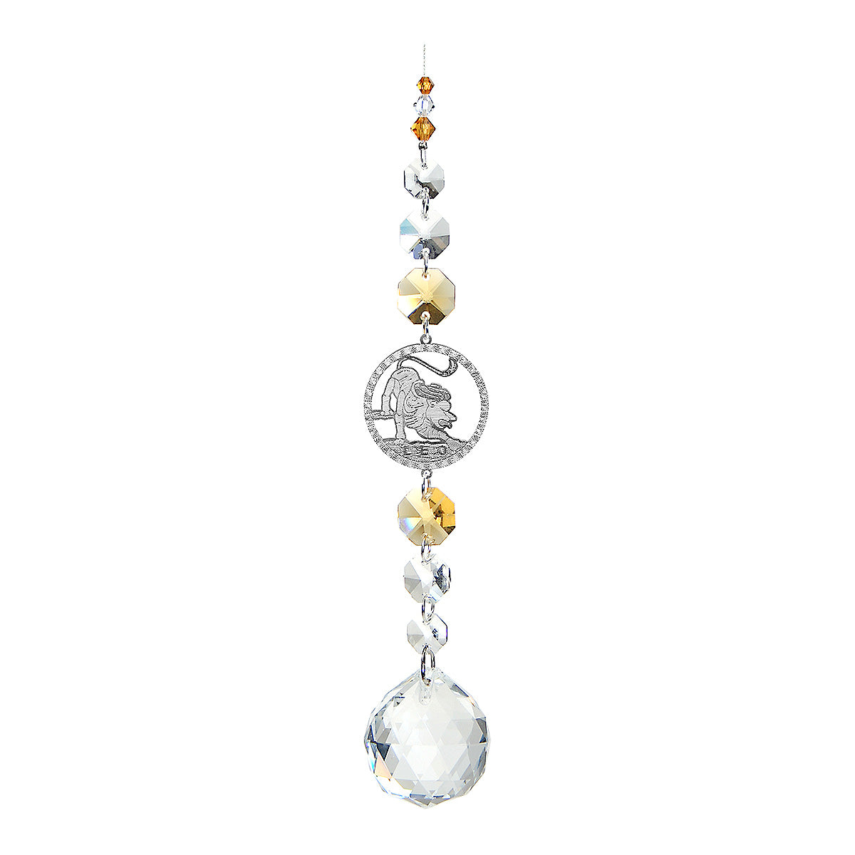 Leo suncatcher on a chain with sphere drop