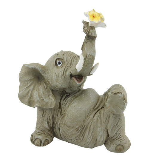 Elephant with Flower Figurine