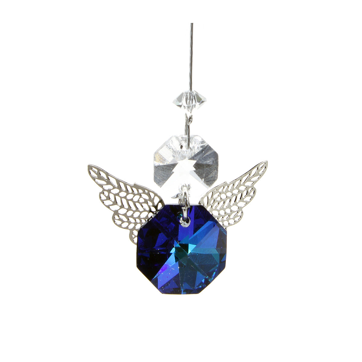Little filigree angel blue AB octagon suncatcher