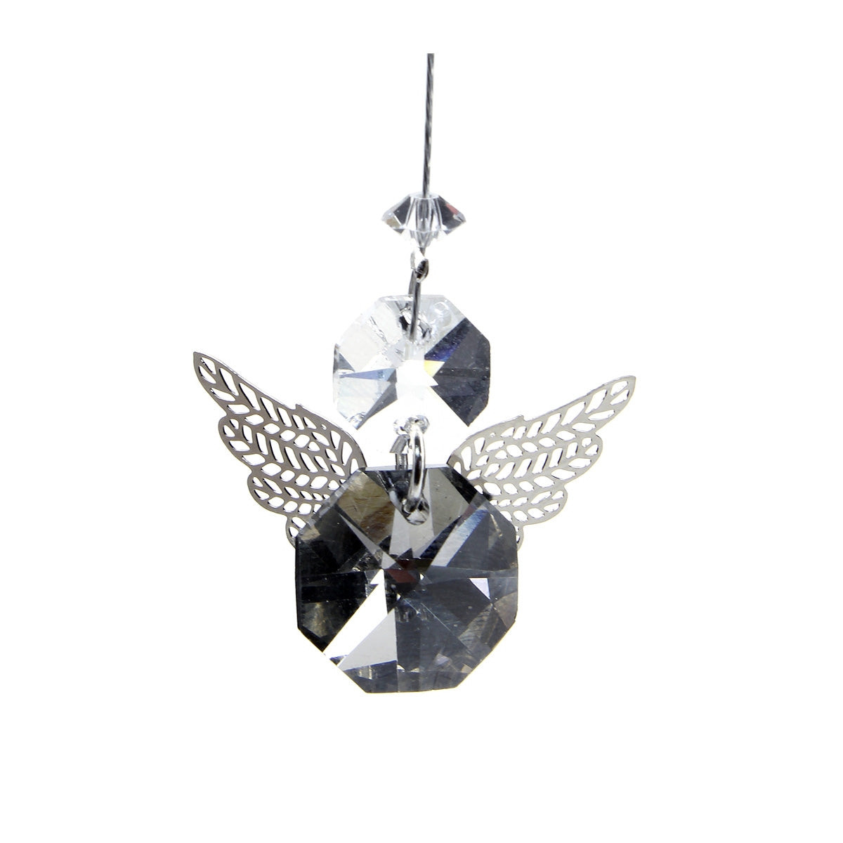Little filigree angel silver AB octagon suncatcher
