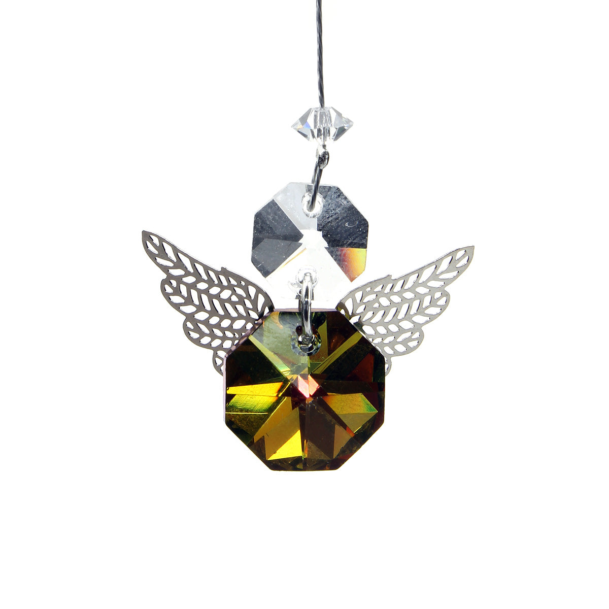 Little filigree angel topaz AB octagon suncatcher