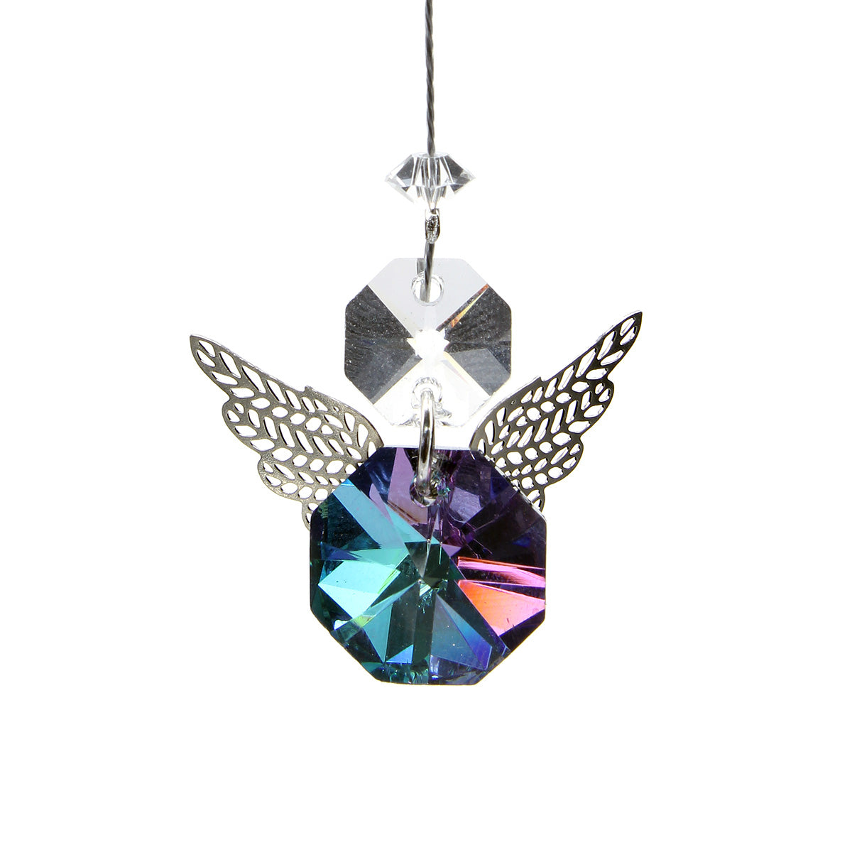 Little filigree angel violet AB octagon suncatcher