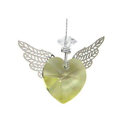 Jonquil heart-shaped crystal suncatcher with filigree wings