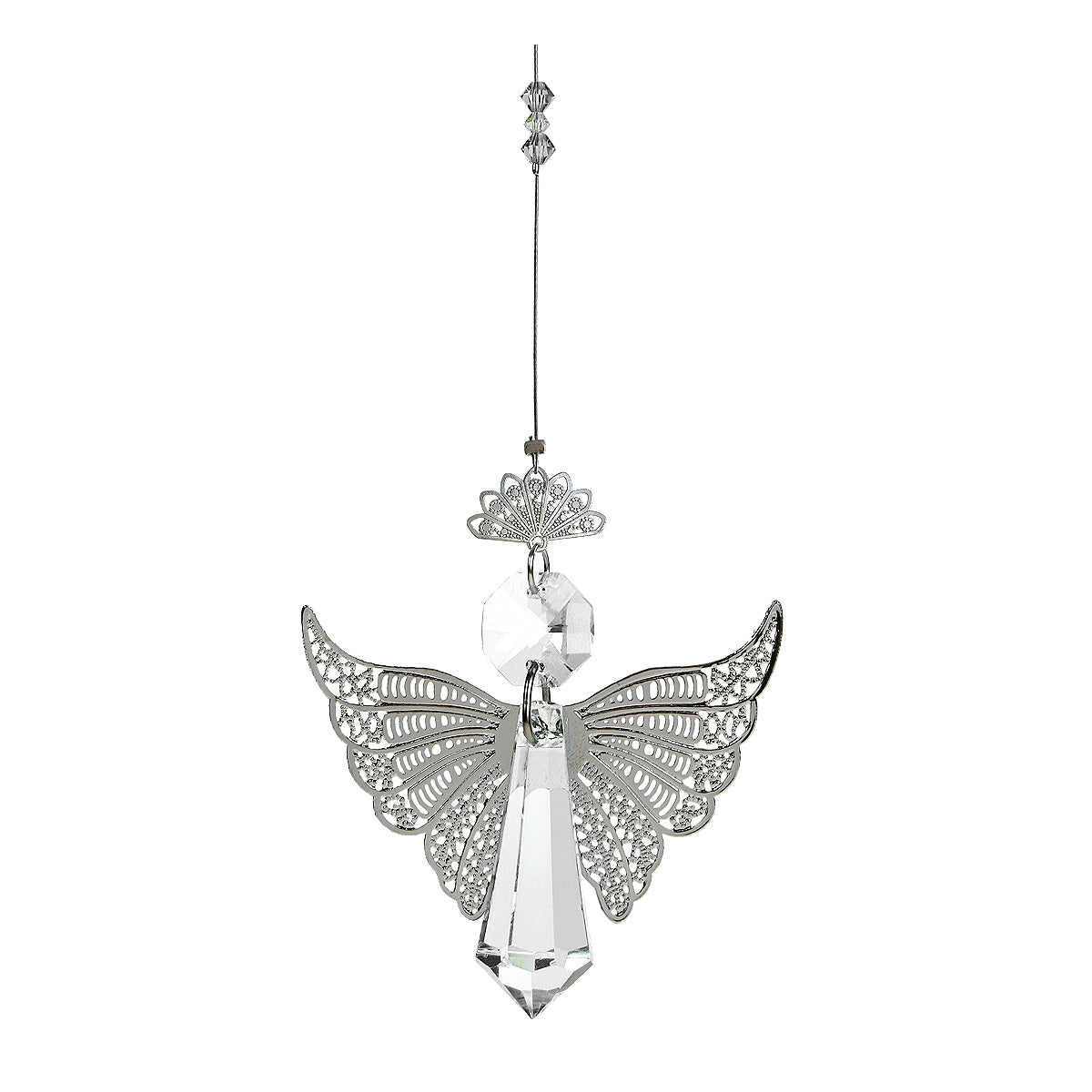 Clear angel with filigree wings and crystal accents