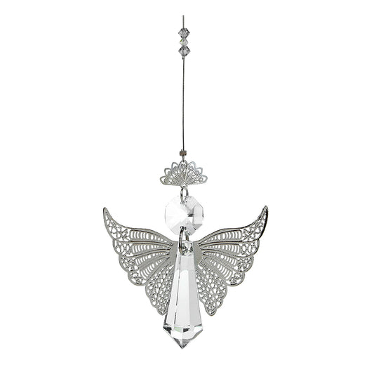 Clear angel with filigree wings and crystal accents