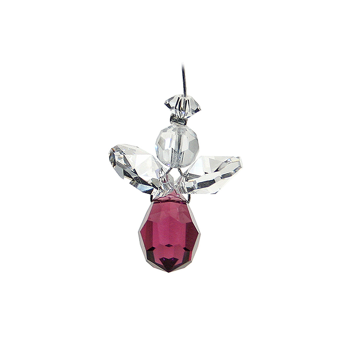 Tiny crystal amethyst drop angel suncatcher
