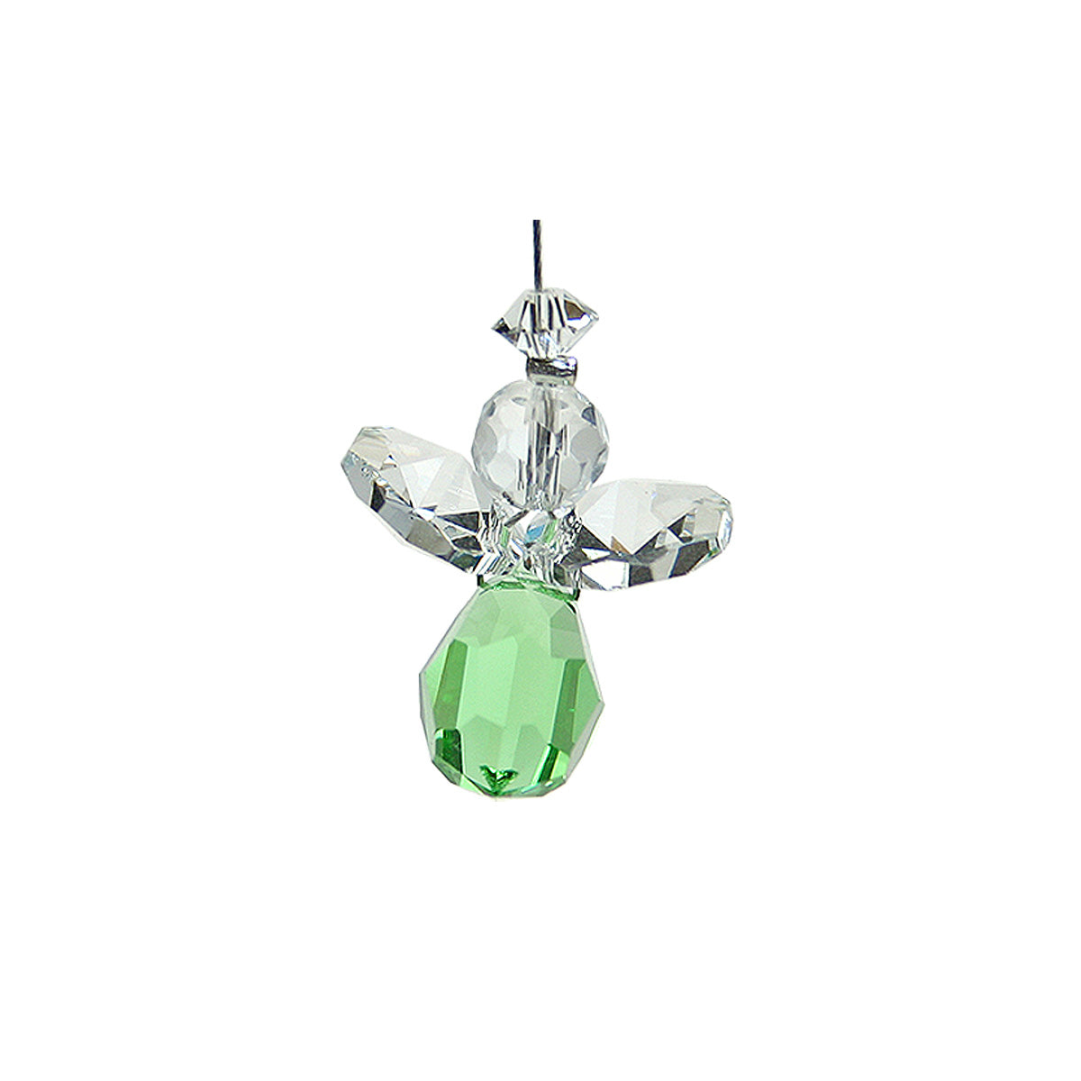 Tiny crystal peridot drop angel suncatcher