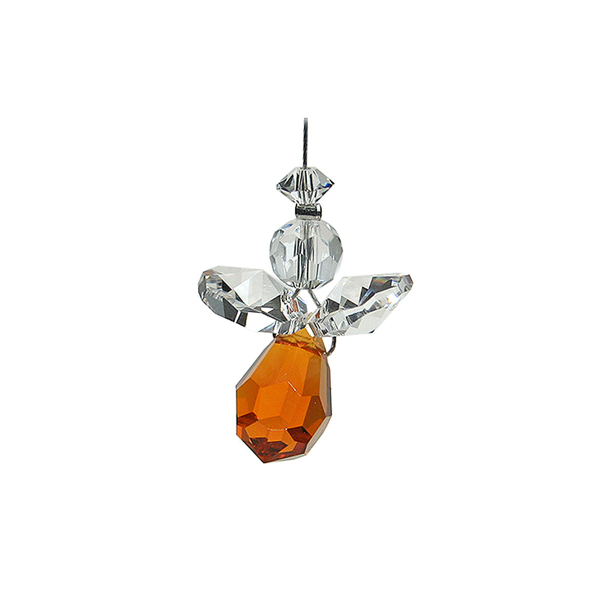 Tiny crystal topaz drop angel suncatcher