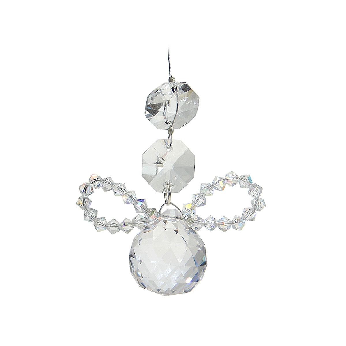 Beaded Crystal Angel Suncatcher with Sphere Drop