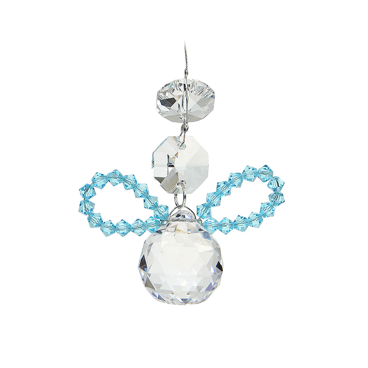 Beaded Crystal Angel Suncatcher with Sphere Drop