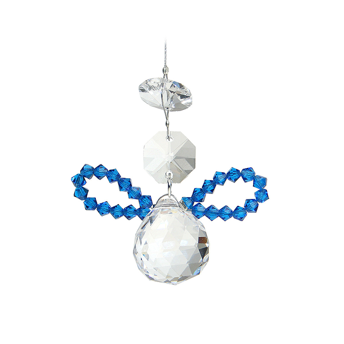 Beaded Crystal Angel Suncatcher with Sphere Drop
