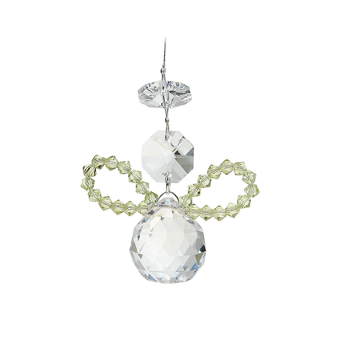Beaded Crystal Angel Suncatcher with Sphere Drop