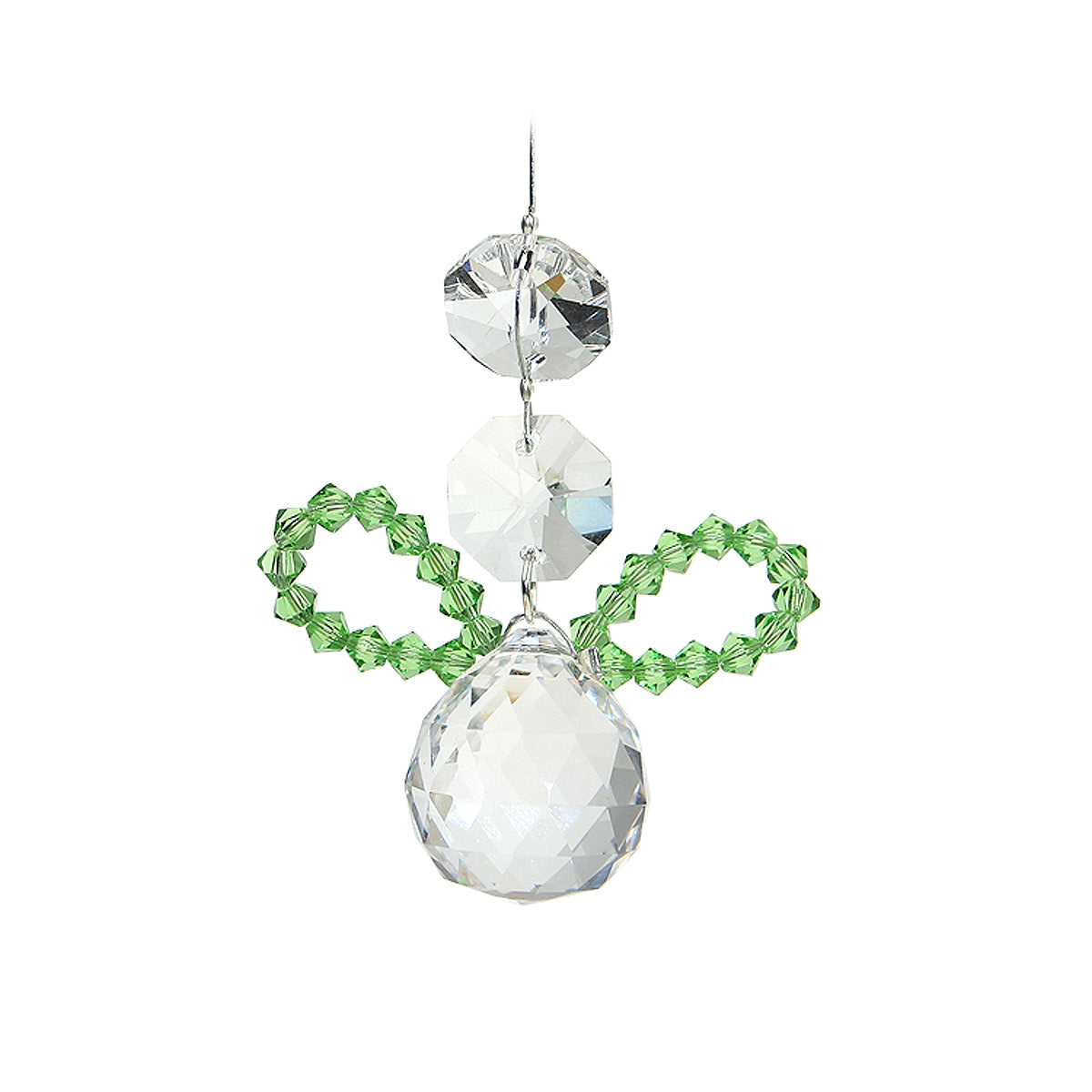 Beaded Crystal Angel Suncatcher with Sphere Drop
