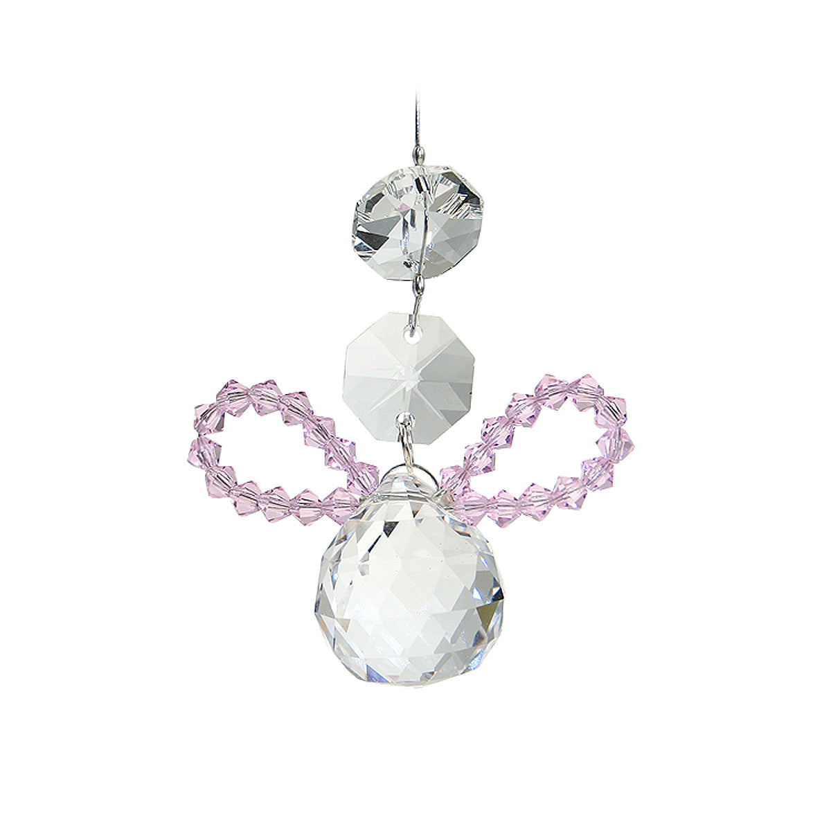 Beaded Crystal Angel Suncatcher with Sphere Drop
