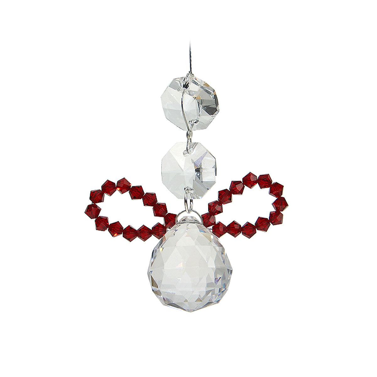 Beaded Crystal Angel Suncatcher with Sphere Drop