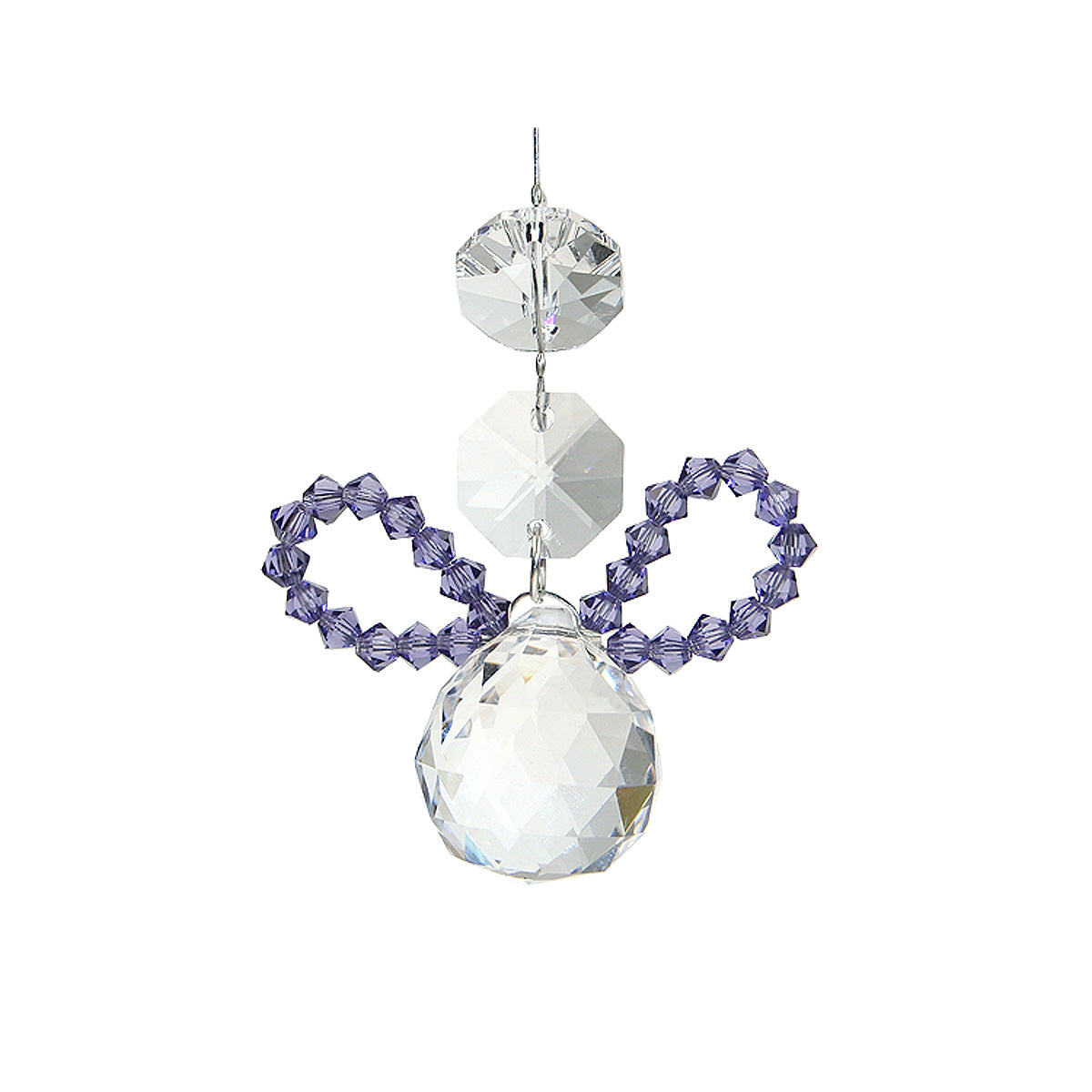 Beaded Crystal Angel Suncatcher with Sphere Drop